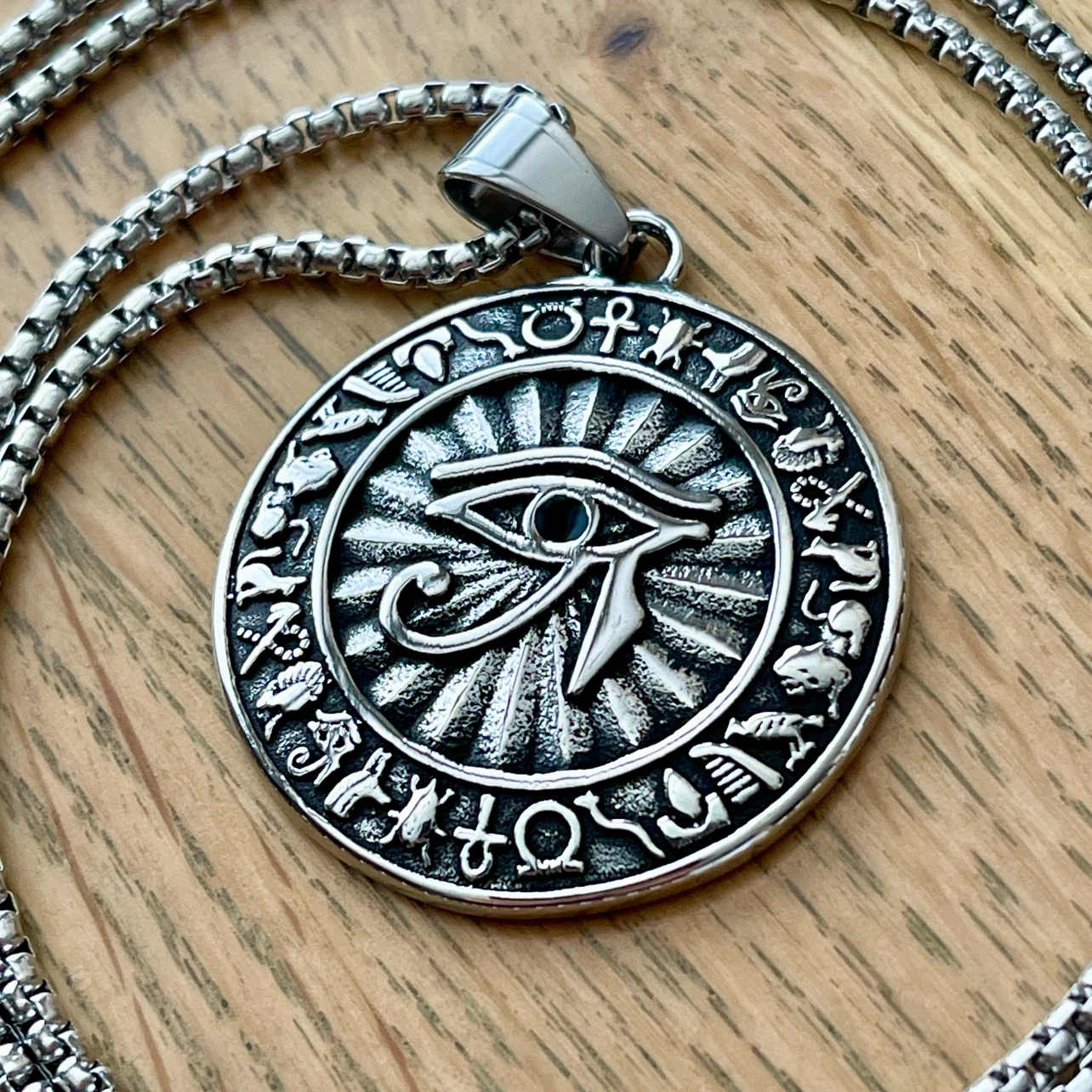 Egyptian Eye of Horus stainless steel necklace