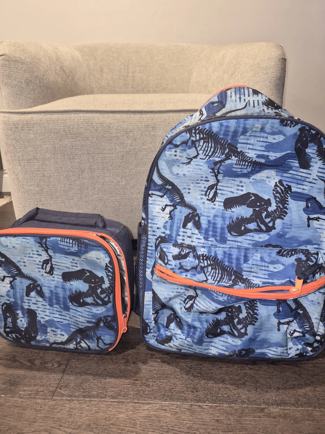 Dinosaur print backpack and lunch bag set