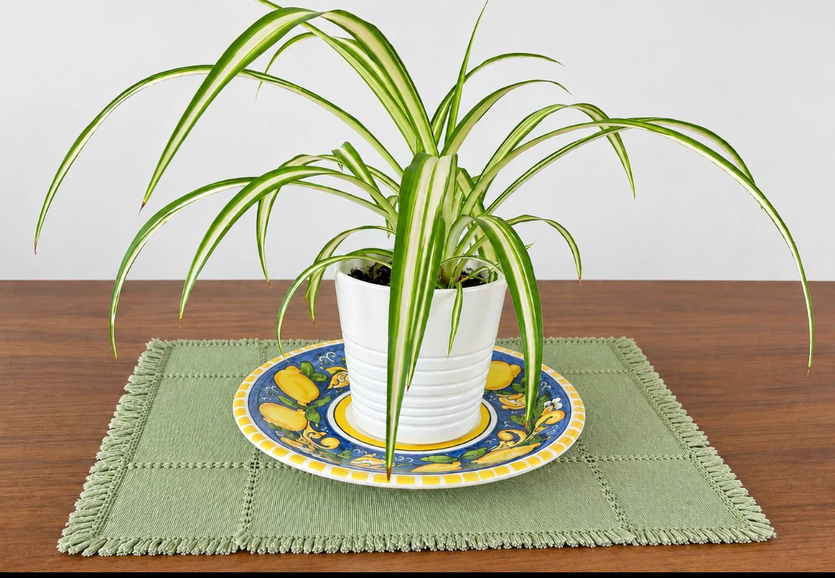 Spider Plant in Decorative White Pot