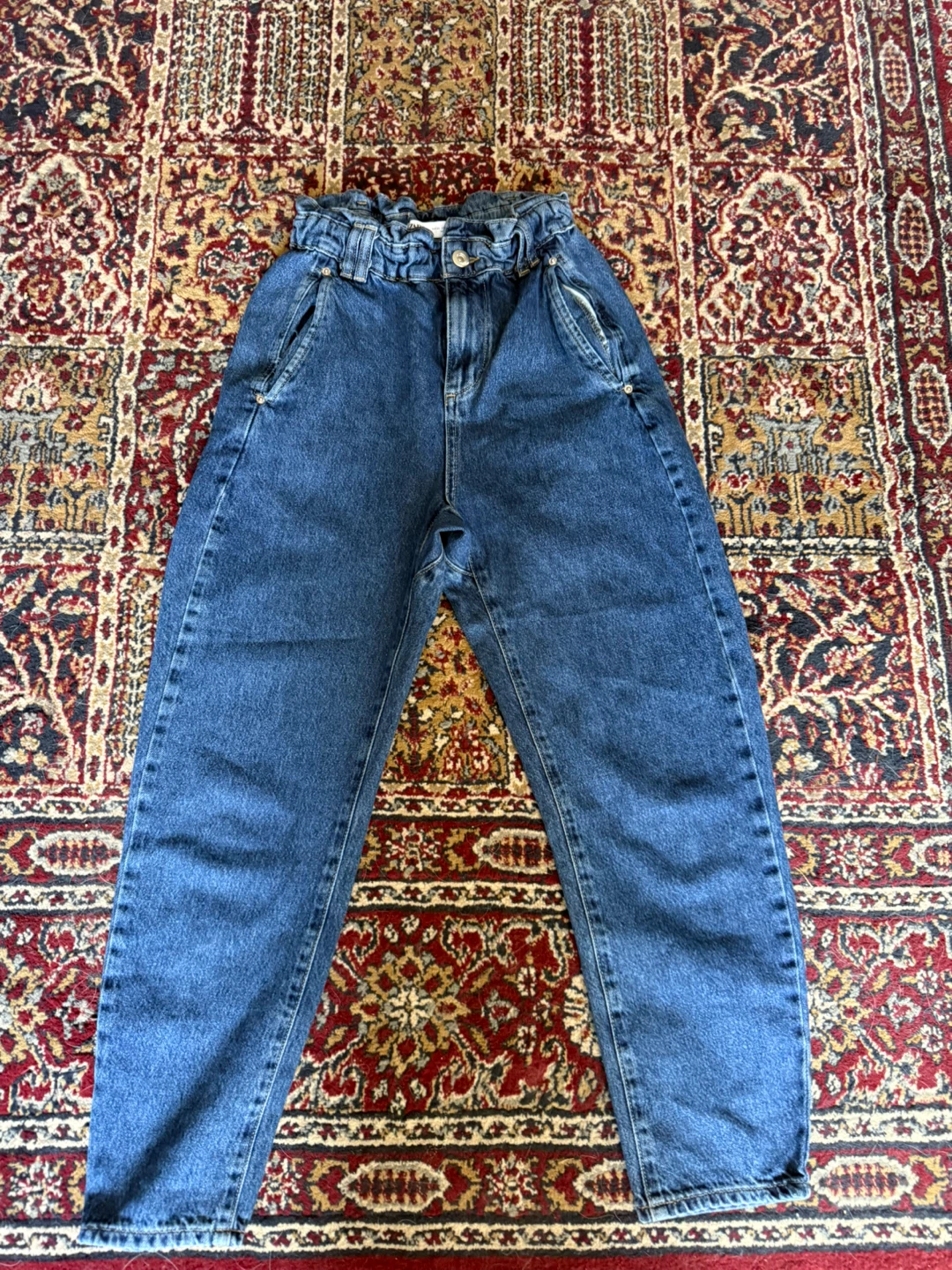 ZARA Paperbag Waist Denim Jeans Size 0