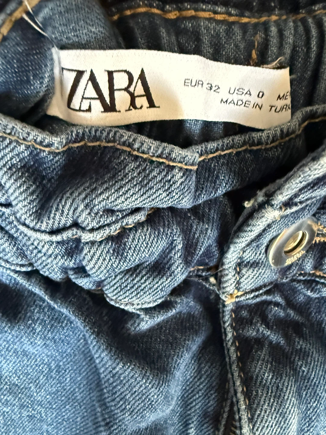 ZARA Paperbag Waist Denim Jeans Size 0 - photo 2