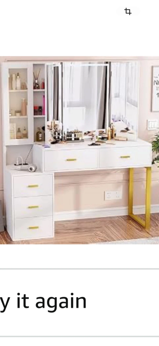 White Vanity Table with Mirror and Drawers