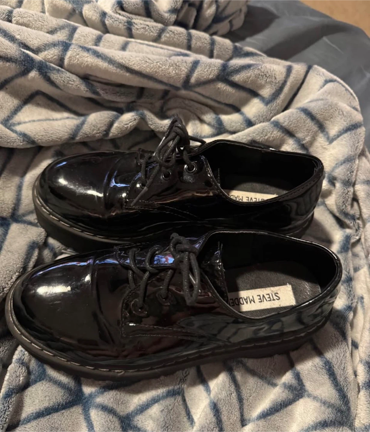 Steve Madden Black Patent Platform Shoes size 38