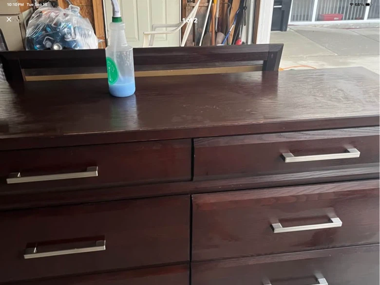 Bedroom  6 draw dresser mirror and 1 night table