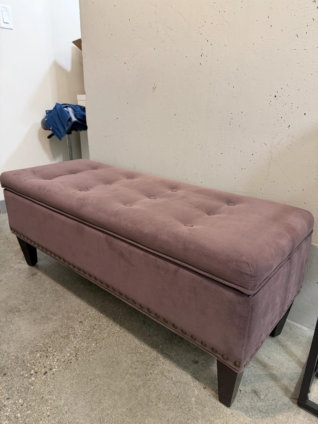 Tufted Storage Bench - Dusty Rose