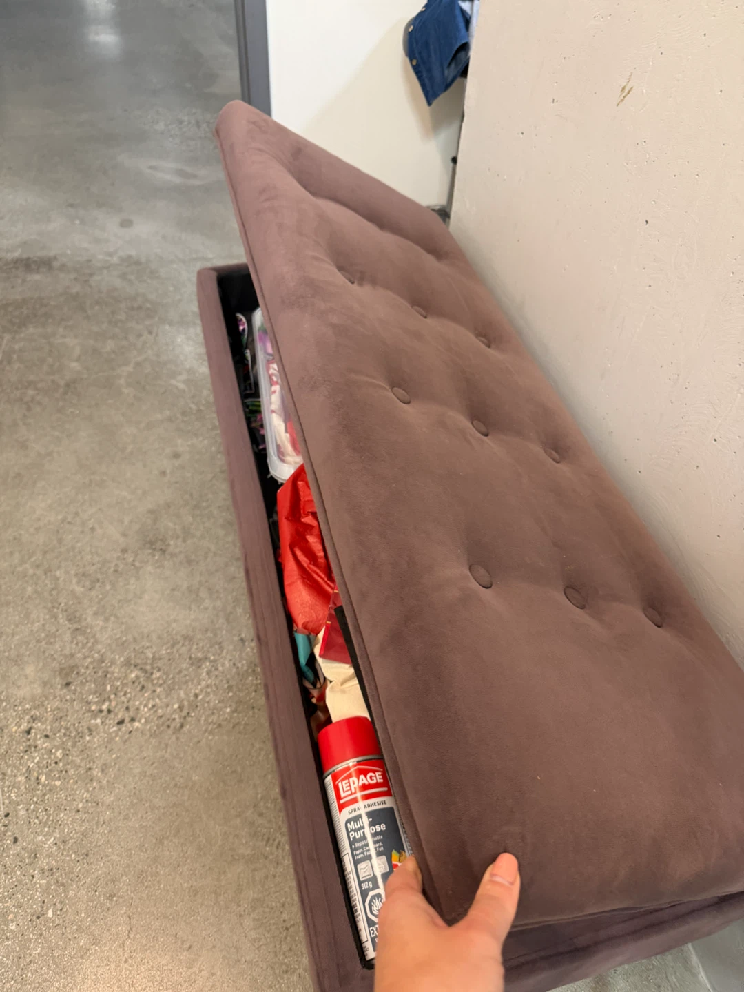 Tufted Storage Bench - Dusty Rose - photo 2