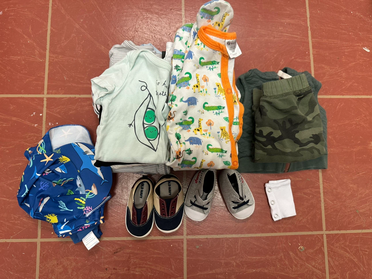 Baby boy clothing bundle with shoes and swimsuit/hat