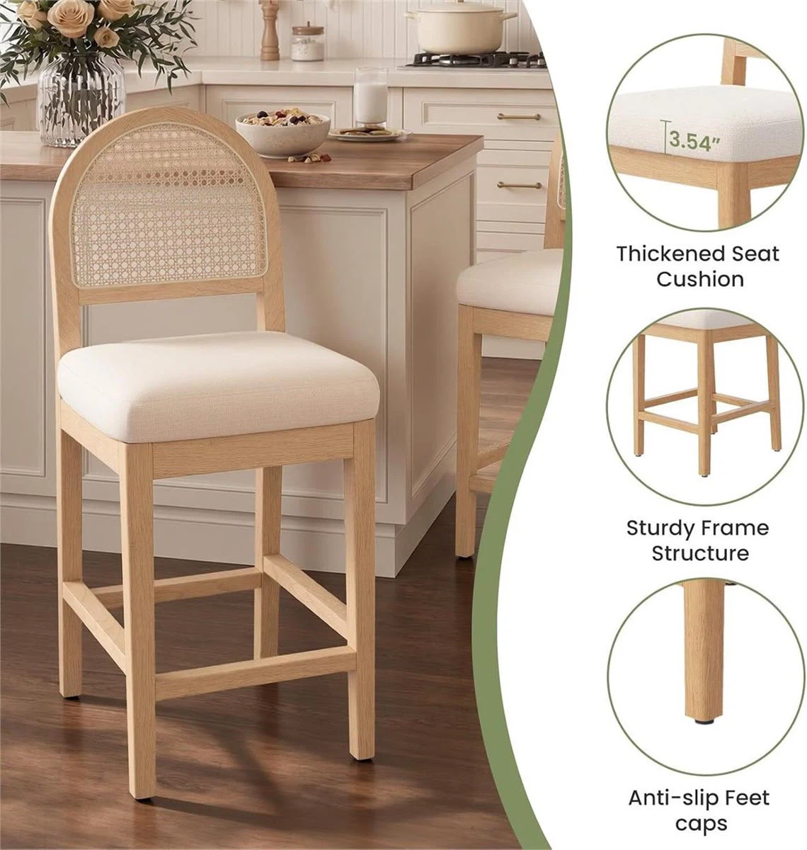 Set of 2 Burlywood Rattan Bar Stools - photo 2