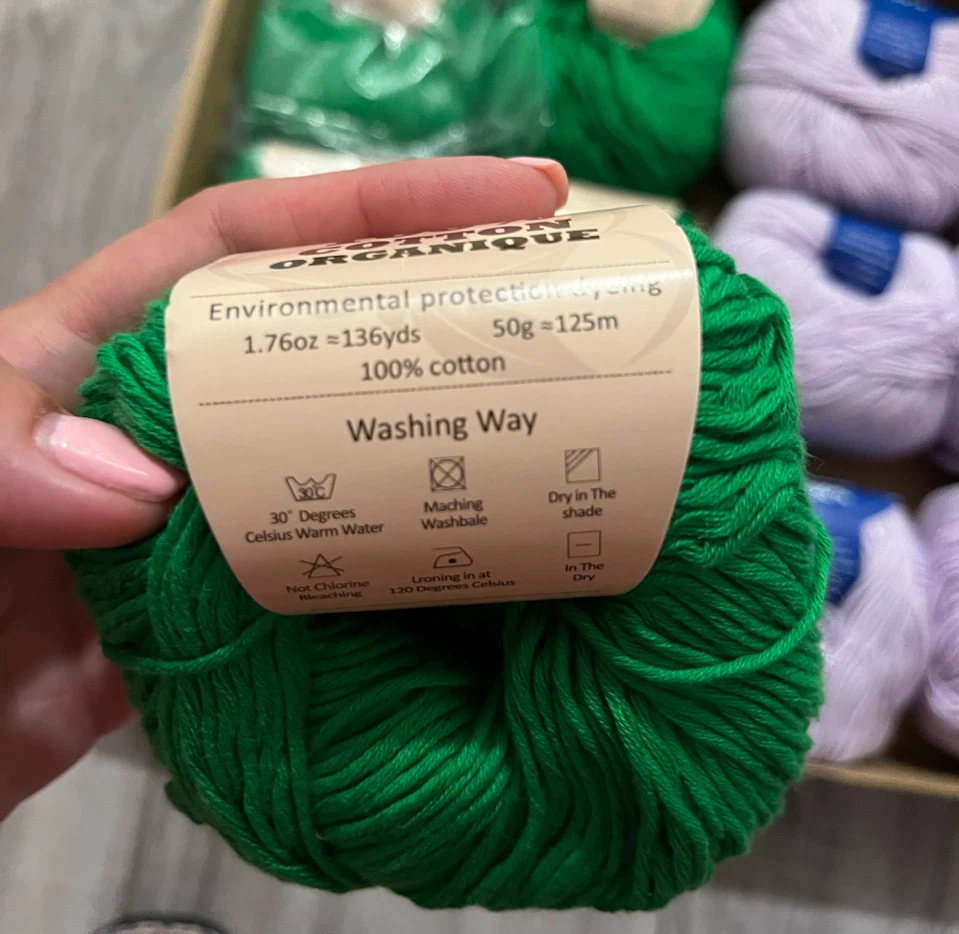 Cotton Organique Yarn Green and Lavender - photo 2