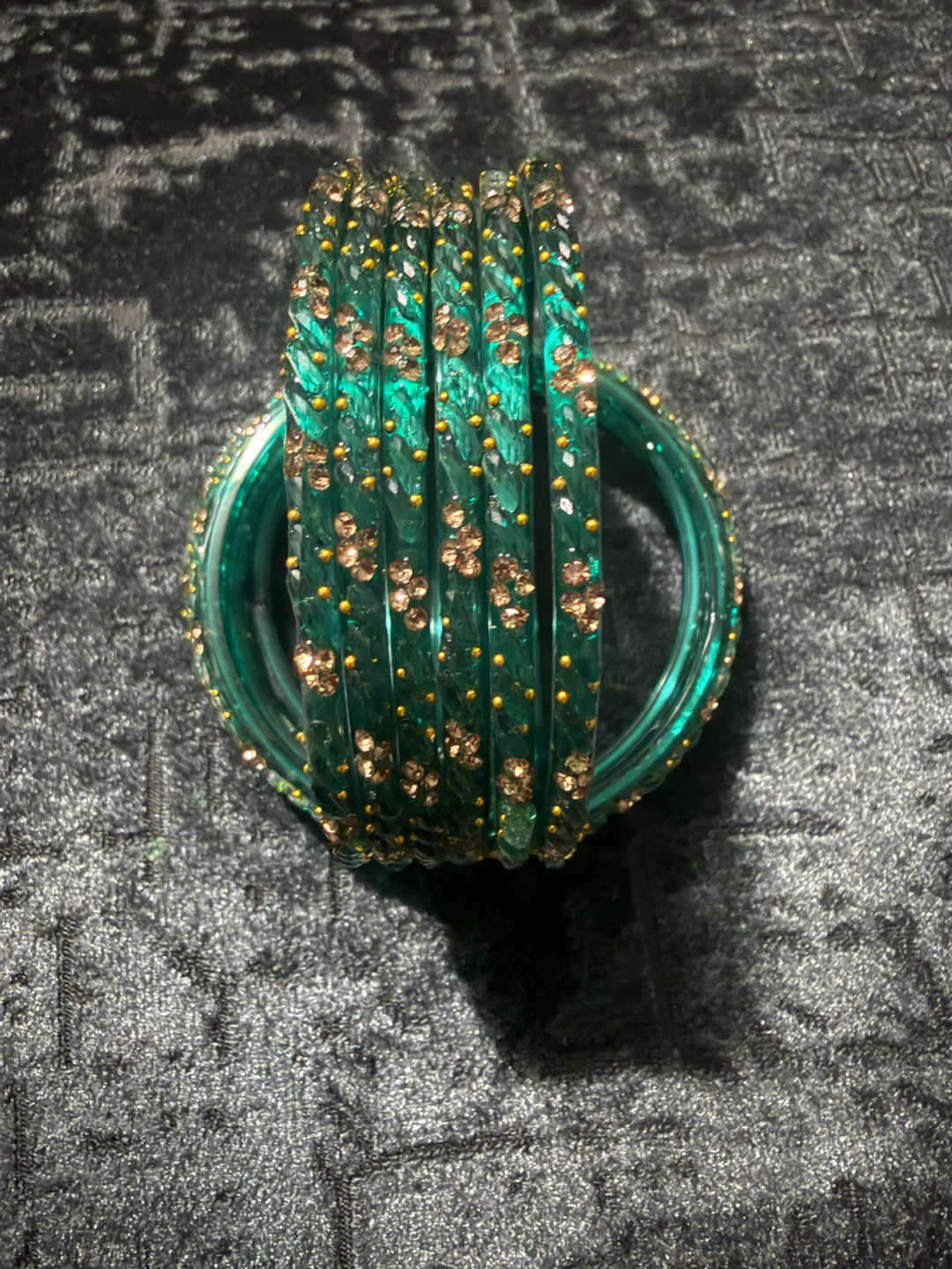 Set of Emerald Green Beaded Bangles