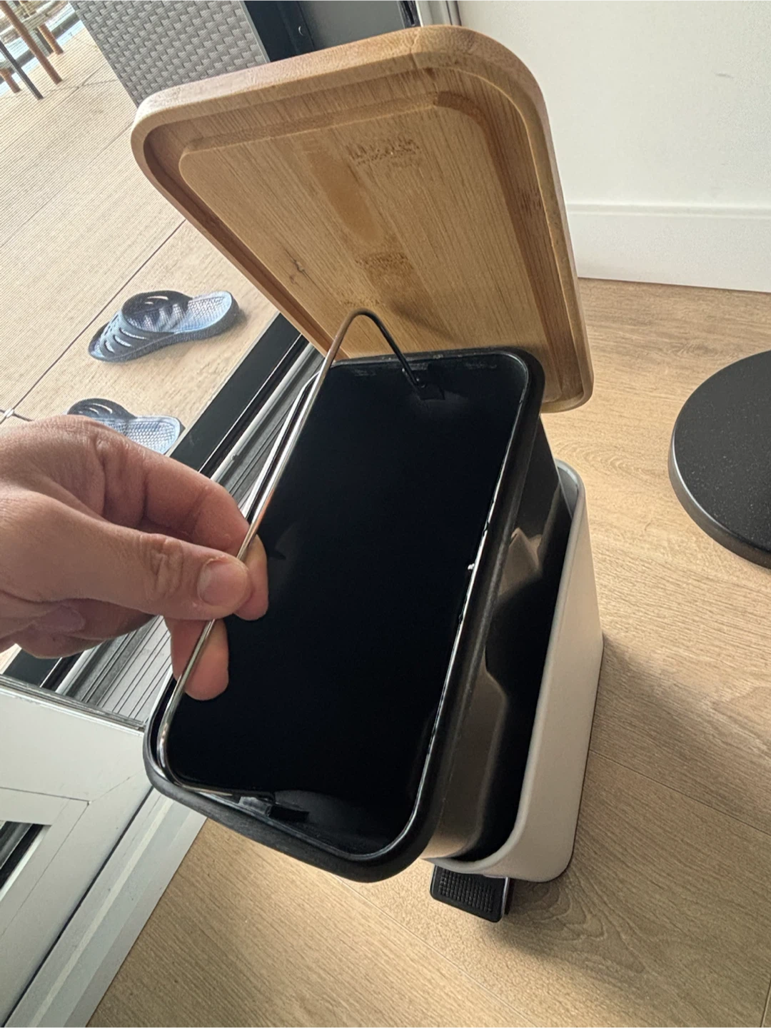 Brand New Pedal Waste Bin with Wooden Lid - photo 2