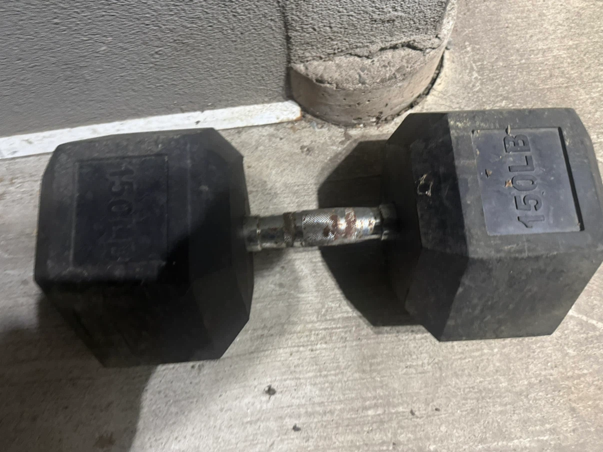 150 pound dumbbell pair