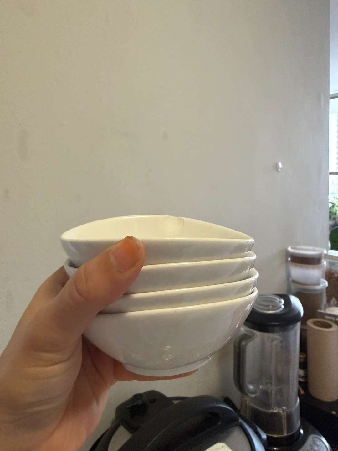 Set of 4 Small White Ceramic Bowls