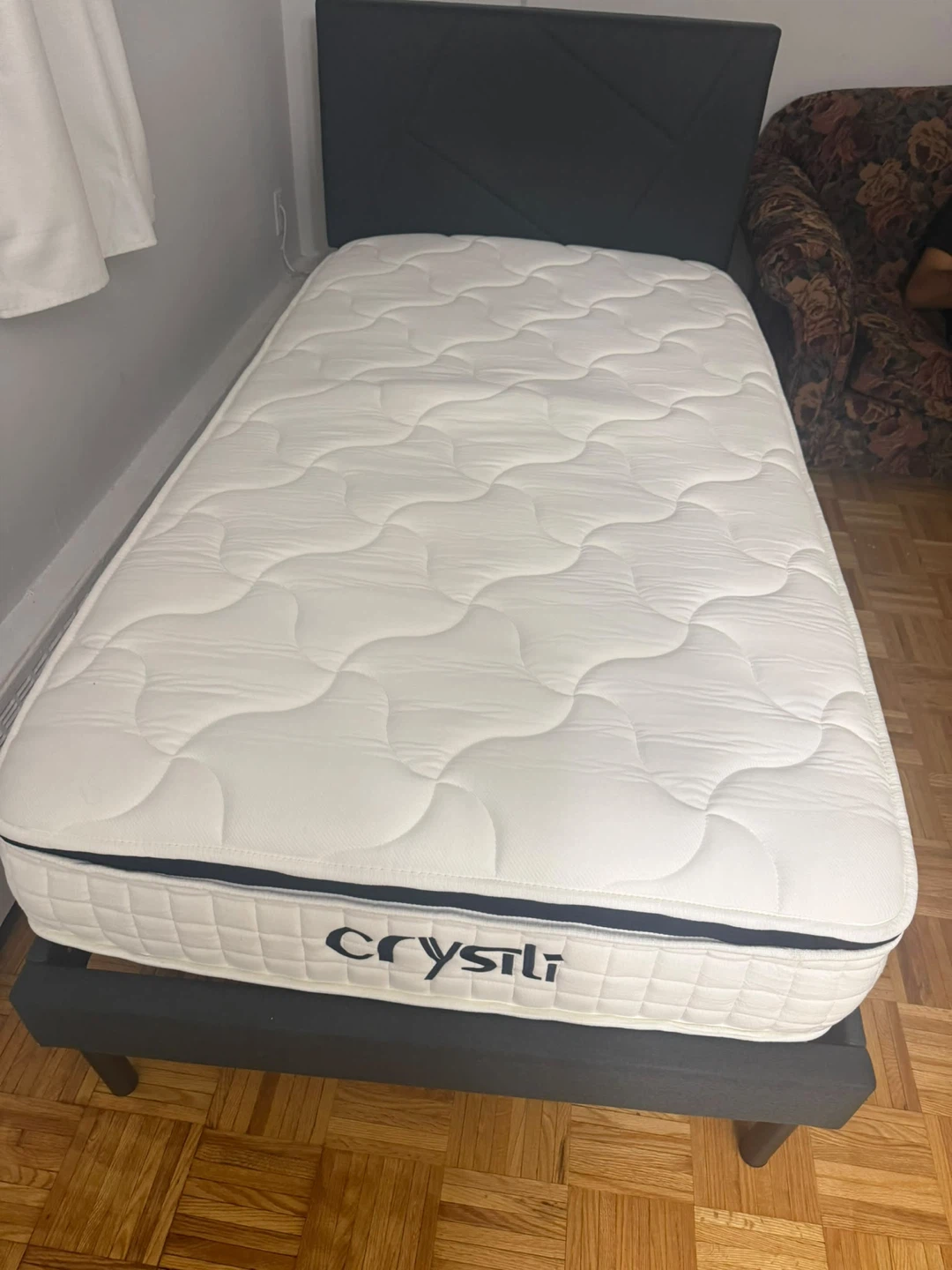 Twin size Dark Grey Single Bed Frame and mattress
