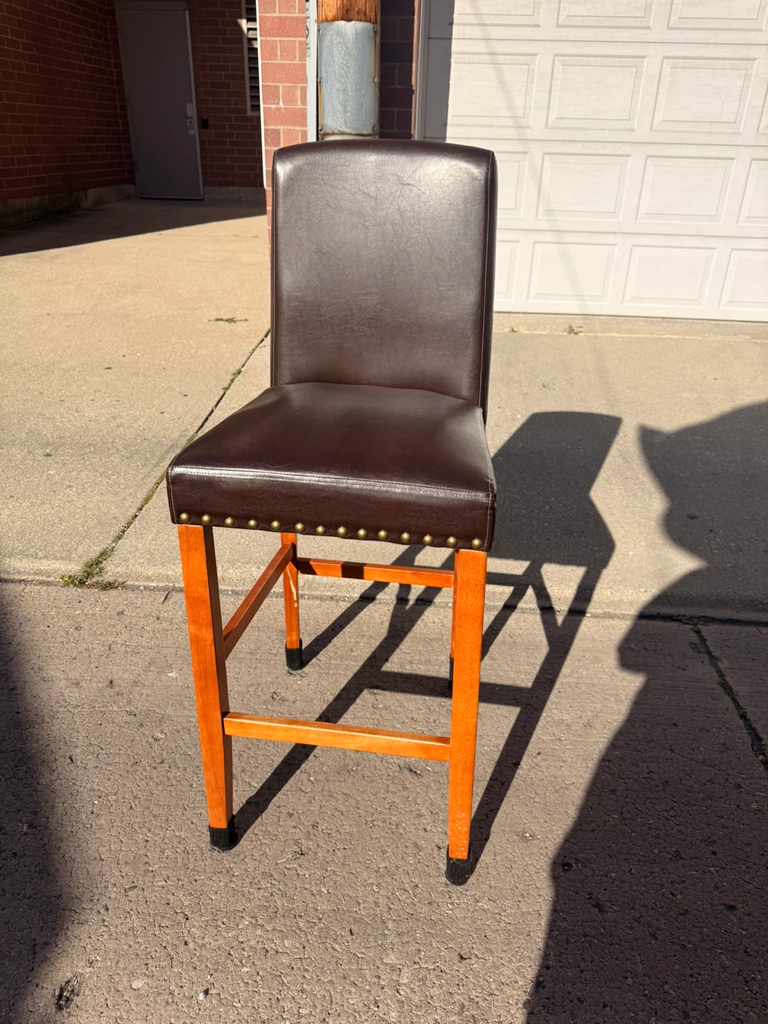Brown Faux Leather Bar Stool