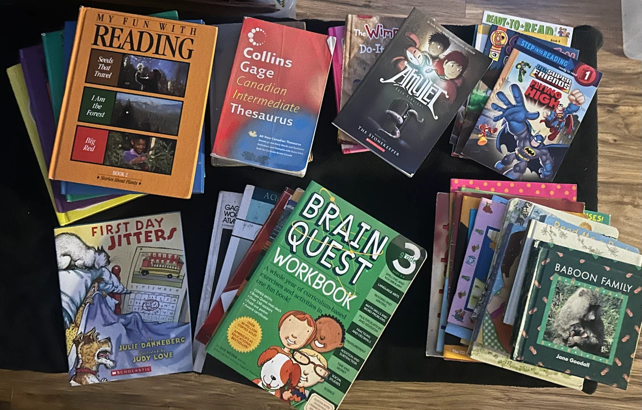 Large assortment of school supplies and books - photo 3