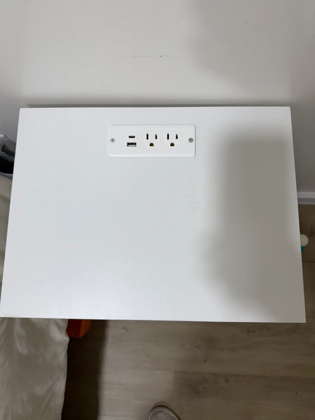 White Nightstand with Charging Station and LED Light - photo 4