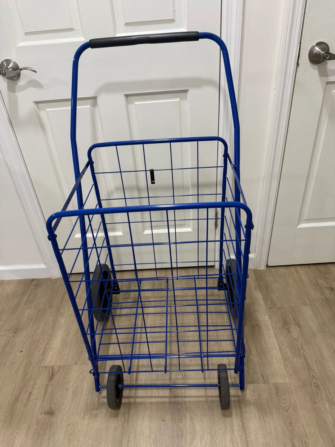 Blue Metal Folding Shopping Cart - photo 2