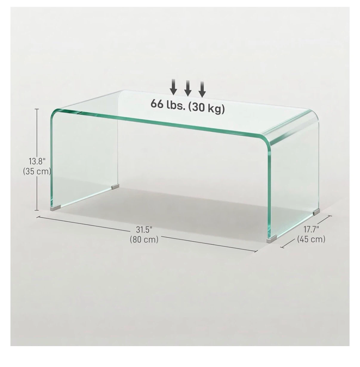 Clear Glass Waterfall Coffee Table