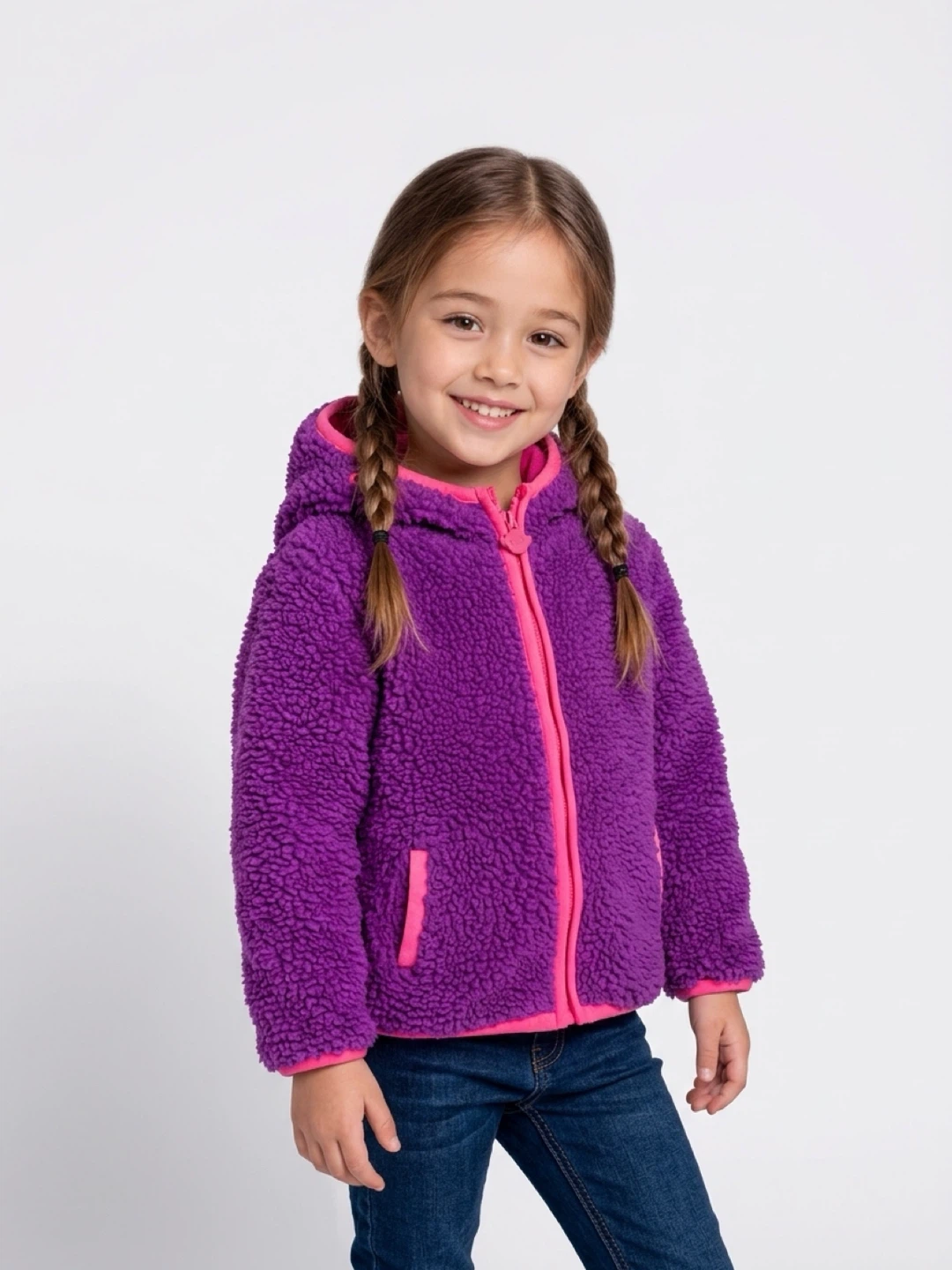 Purple Fleece Jacket with Pink Trim