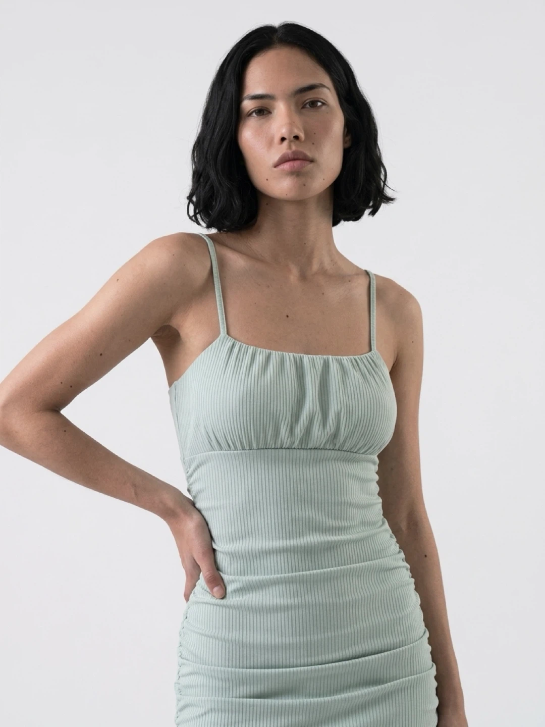 Light green Ruched Bodycon Dress