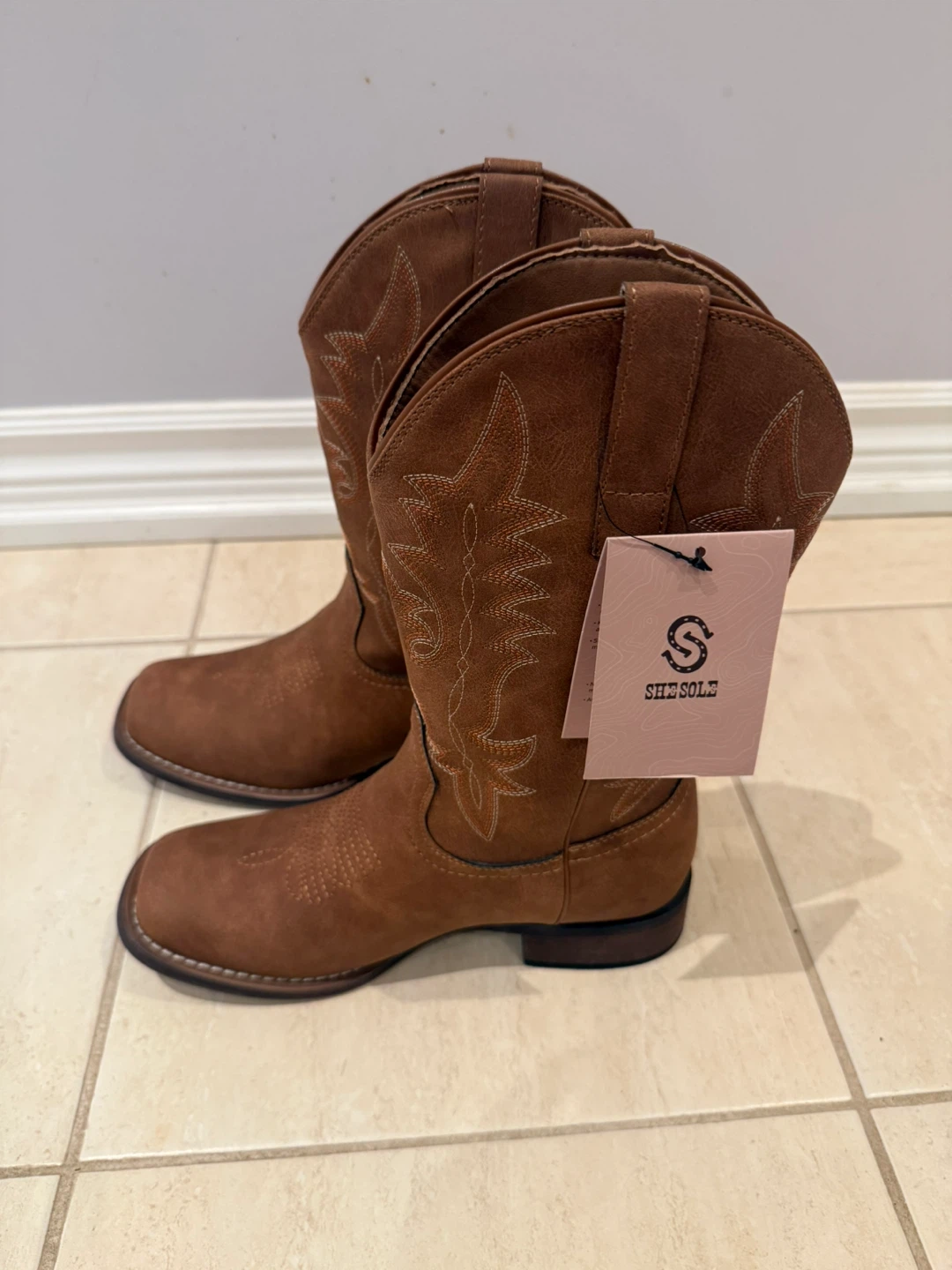 New SheSole Brown Cowboy Boots