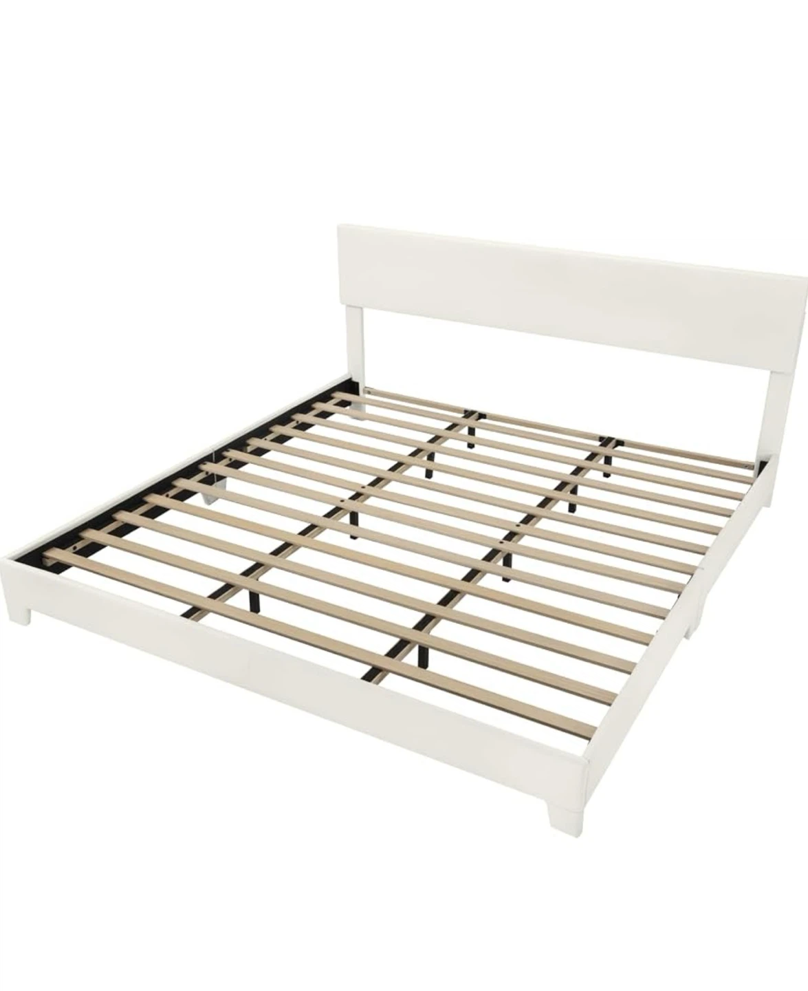 King Size White Faux Leather Bed Frame - photo 3