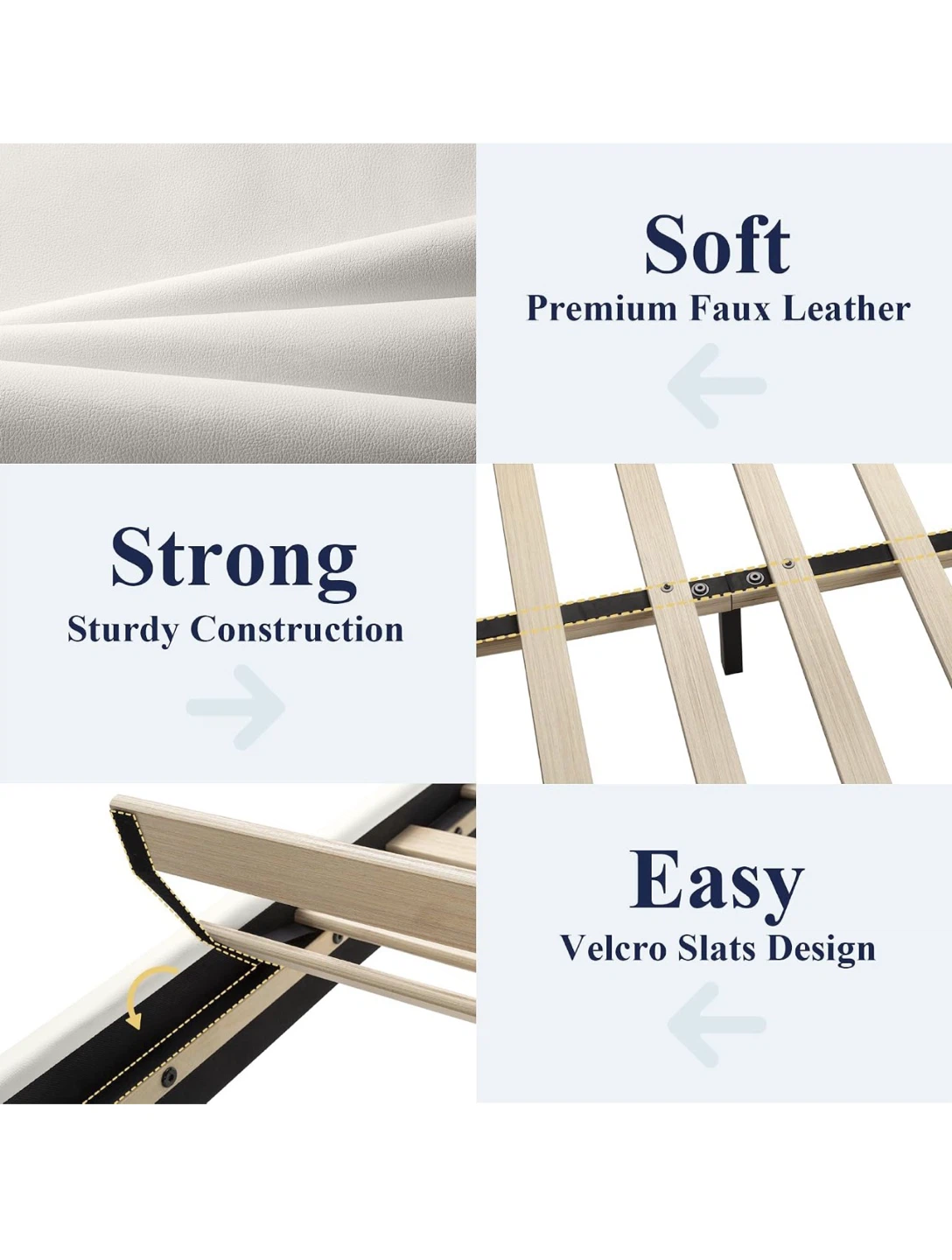 King Size White Faux Leather Bed Frame - photo 5