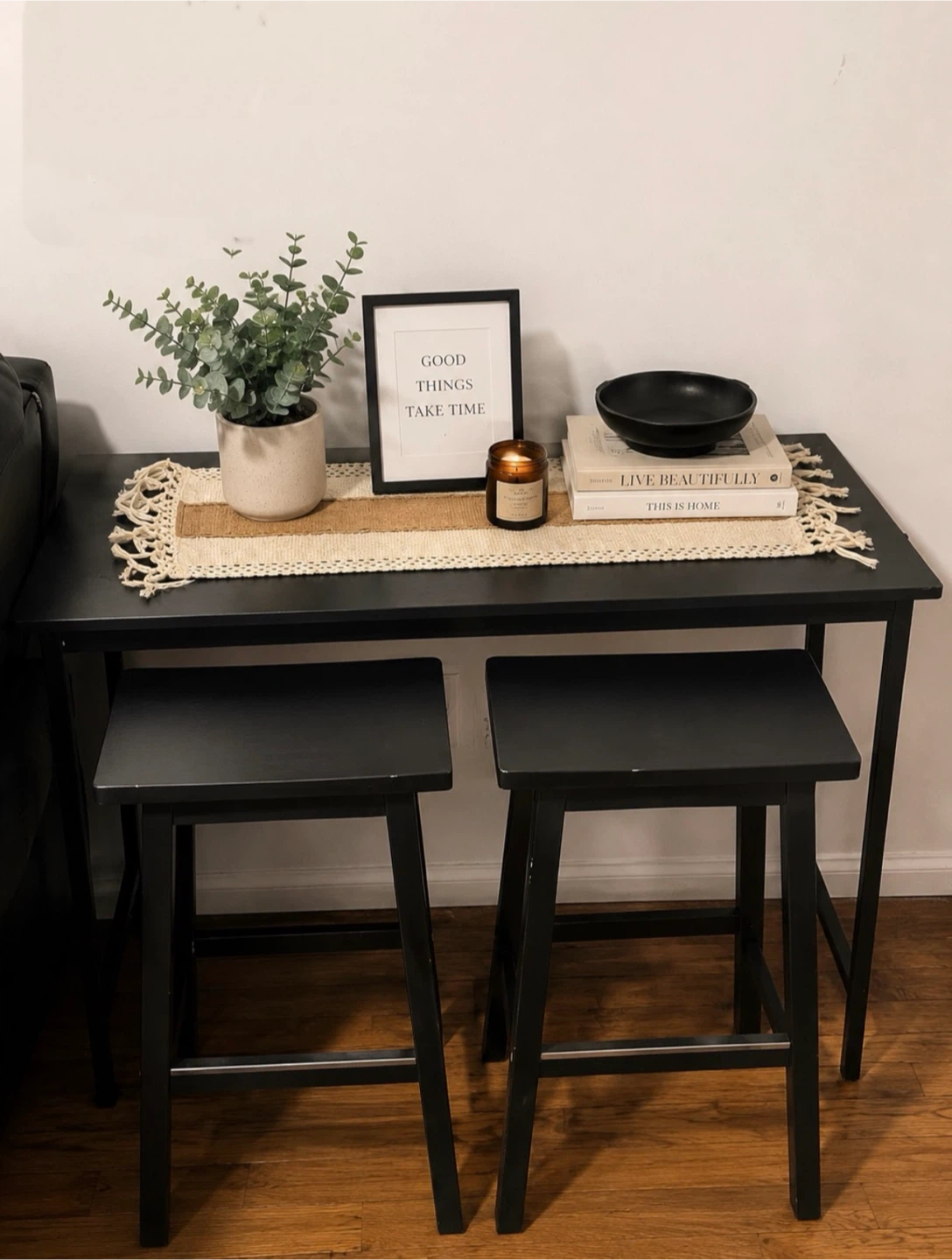 Black Console Table and 2 Stools