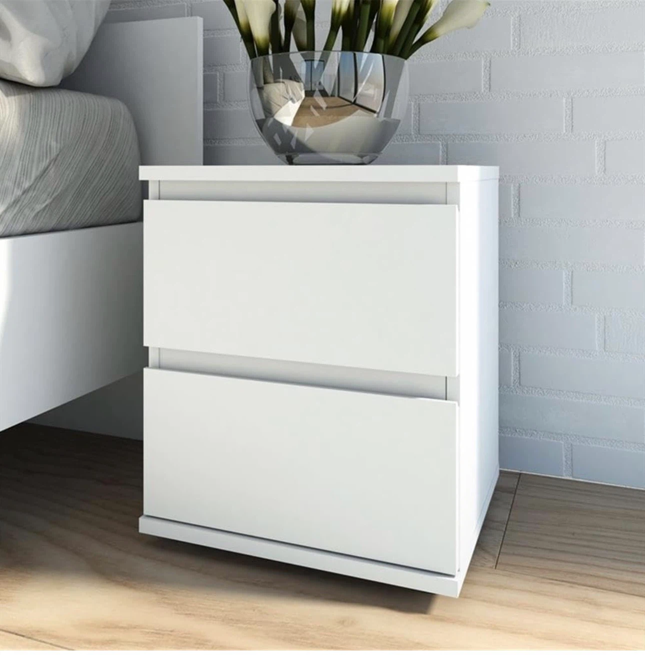 White 2-Drawer Nightstand