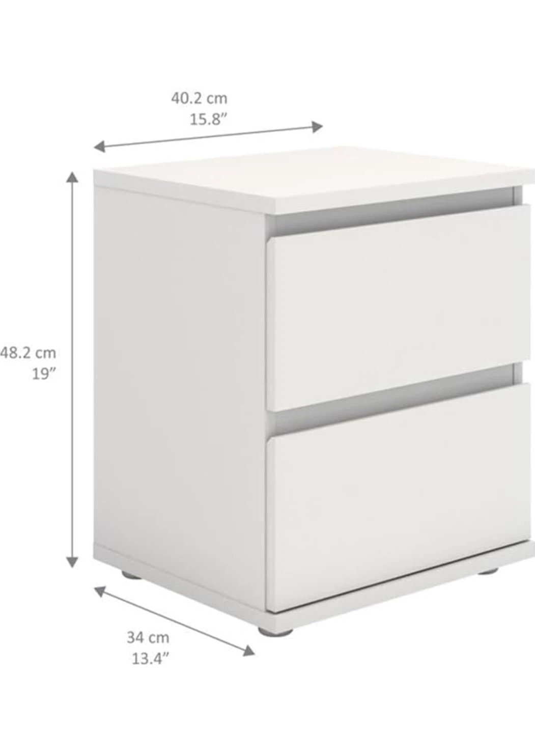 White 2-Drawer Nightstand - photo 2