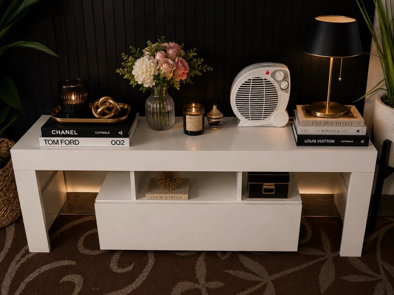 White Minimalist TV Stand Console