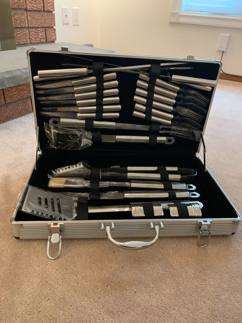 Stainless Steel BBQ Set in Aluminum Case