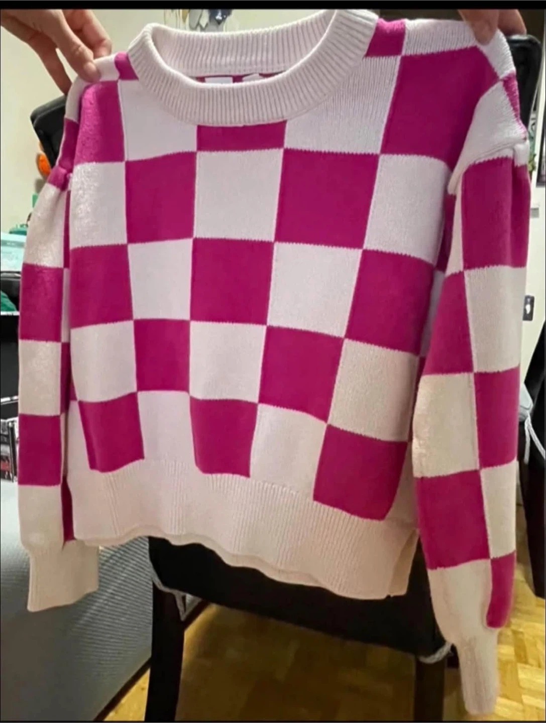 Gap Pink and White Checkered Sweater - photo 2
