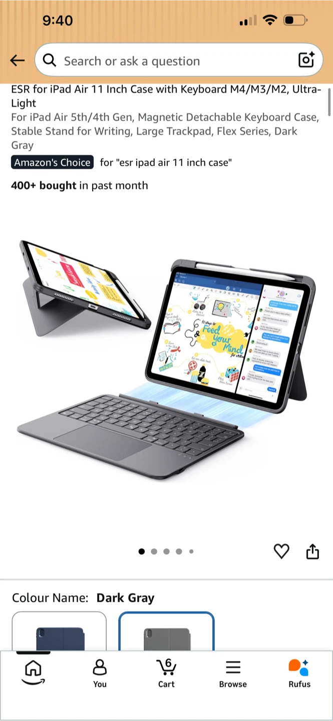 BNIB ESR Flex Keyboard Case for iPad Air 11-inch