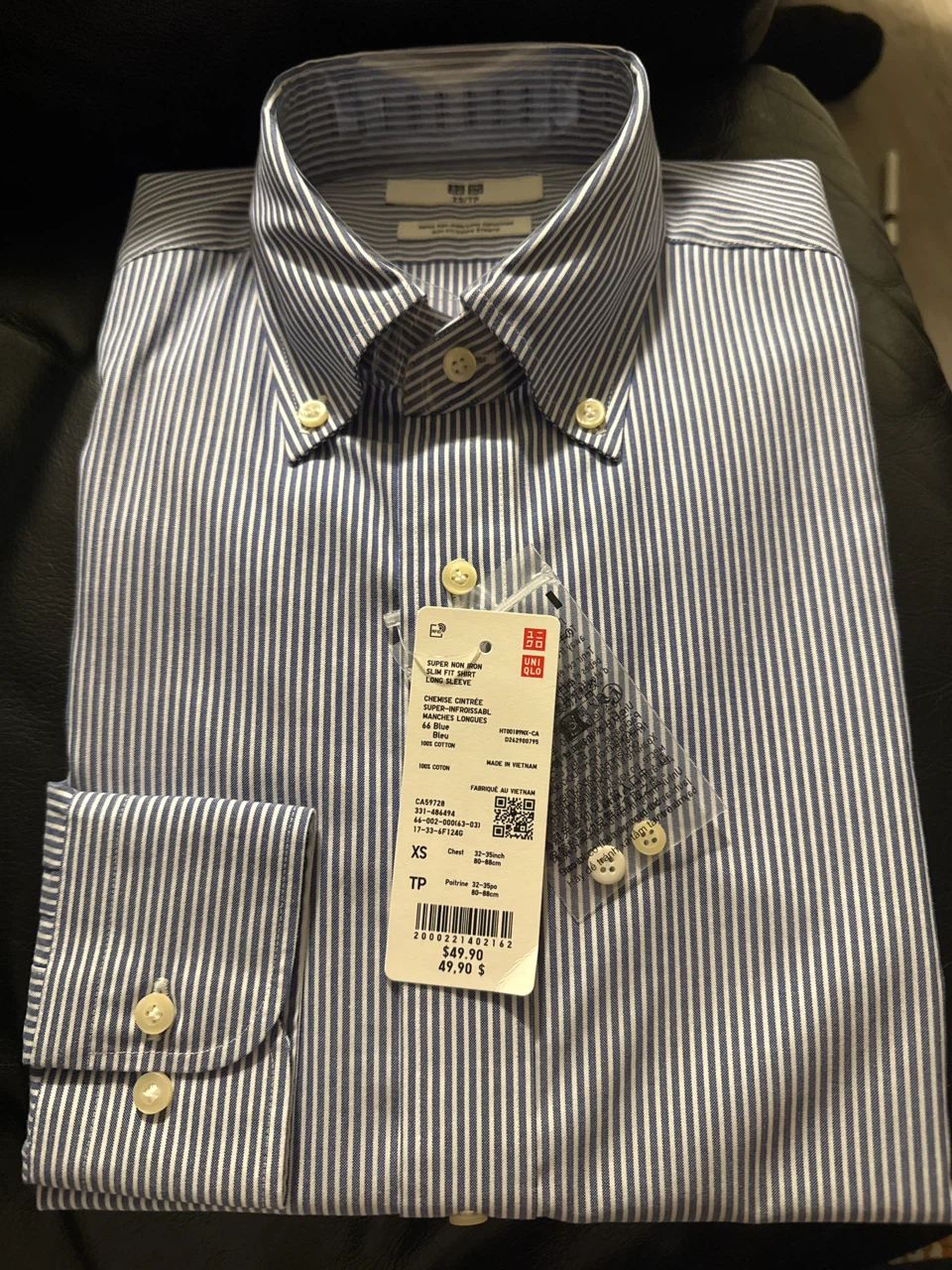 Uniqlo Super Non-Iron Slim Fit Shirt - Blue Striped