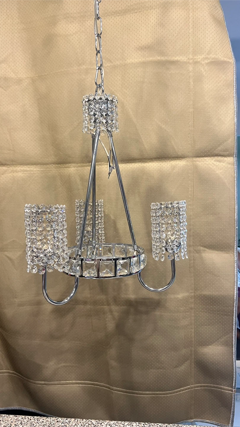 Crystal 3-Light Chrome Chandelier very beautiful - photo 2