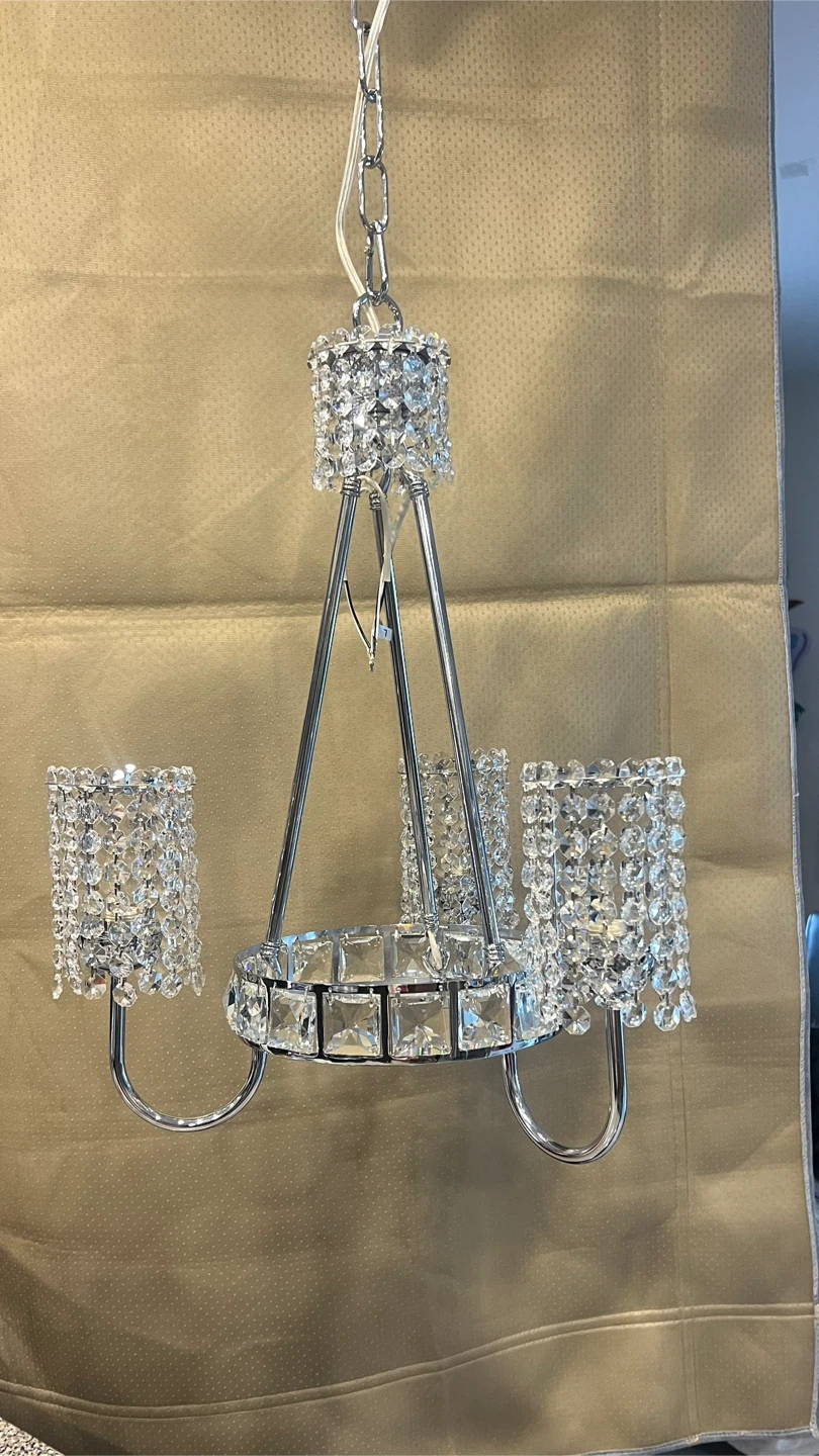 Crystal 3-Light Chrome Chandelier very beautiful - photo 3
