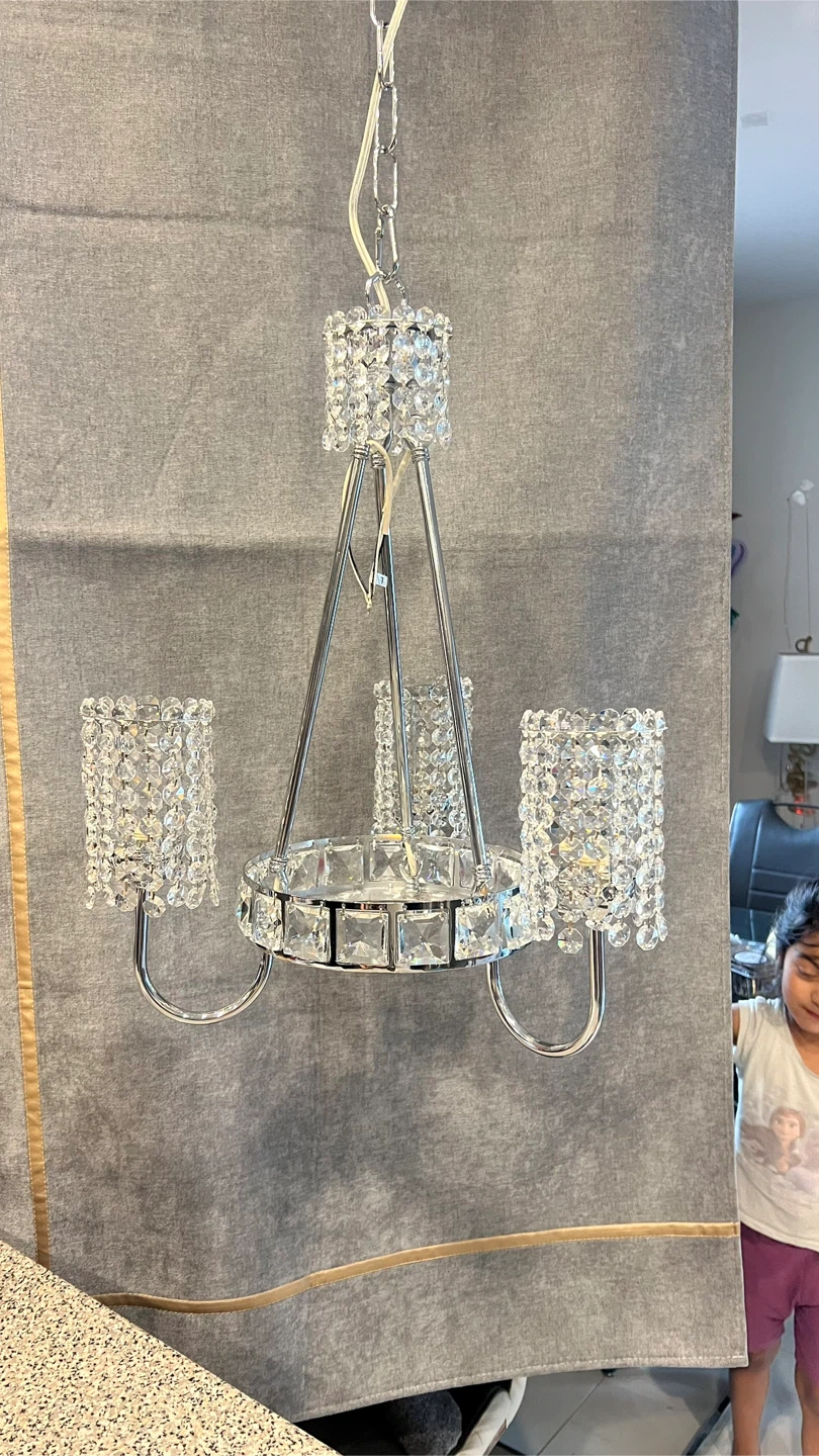 Crystal 3-Light Chrome Chandelier very beautiful - photo 4