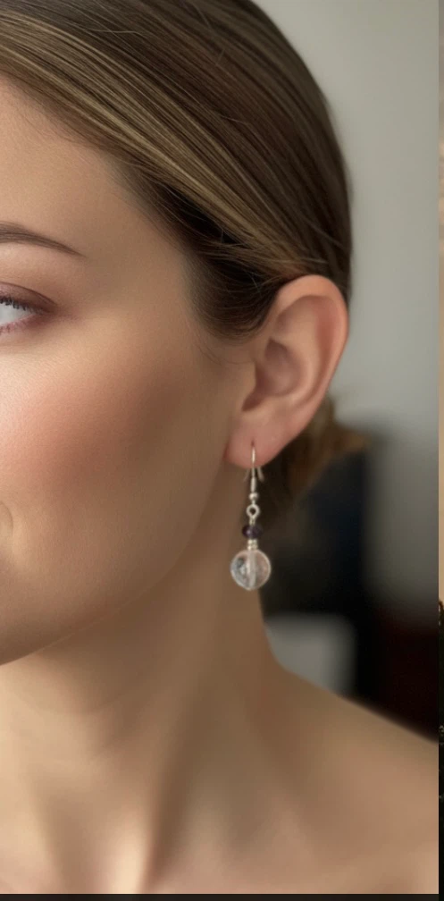 Clear Glass Bead Dangle Earrings - photo 3