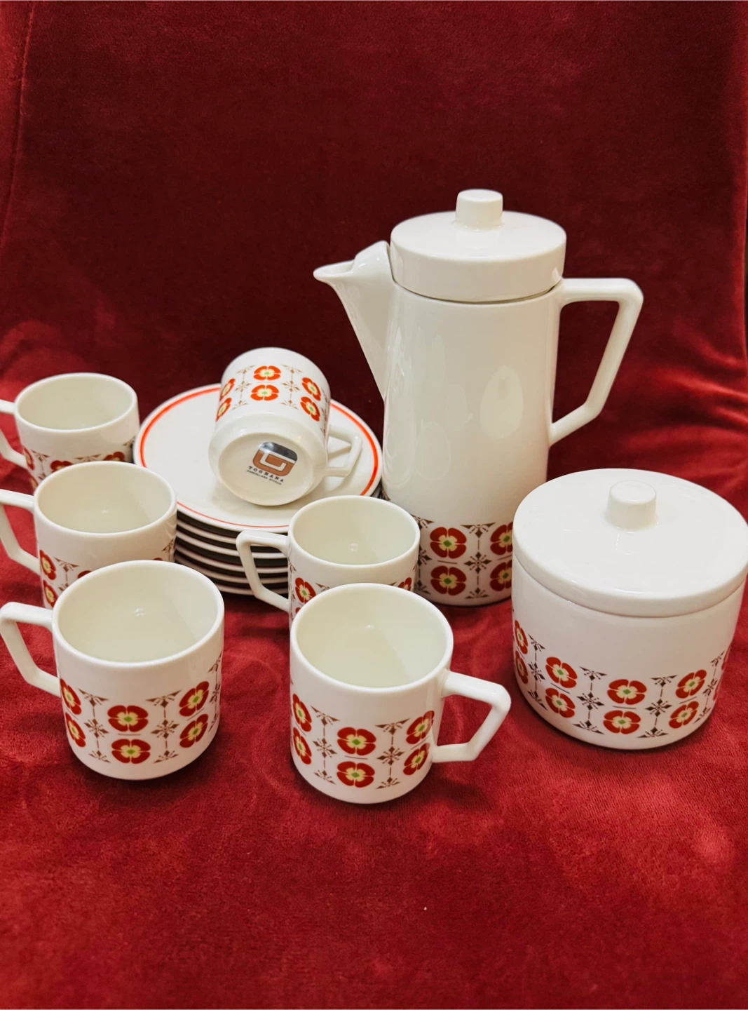 Vintage 1970s Italian Tognana Porcelain Coffee Set
