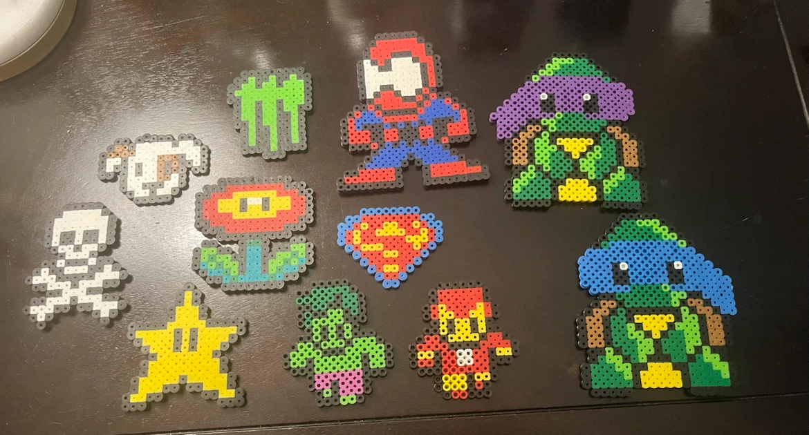 Assorted Handmade Perler Bead Figures