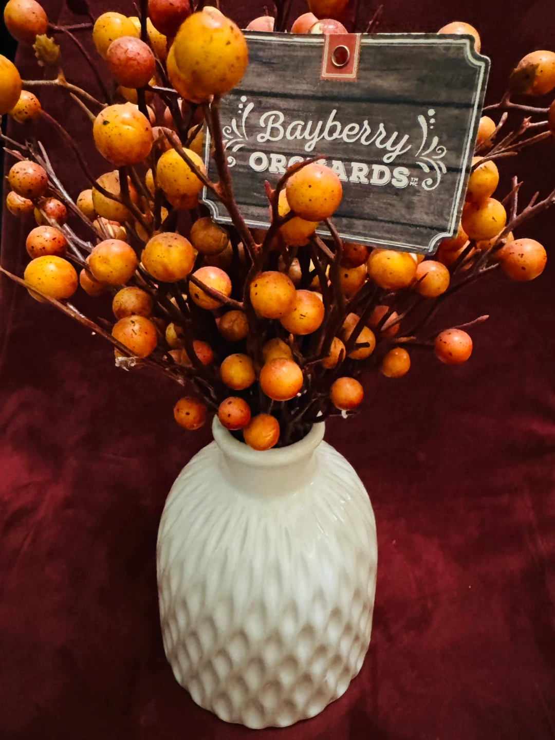 Faux Berry Stem Arrangement in White Vase - photo 2