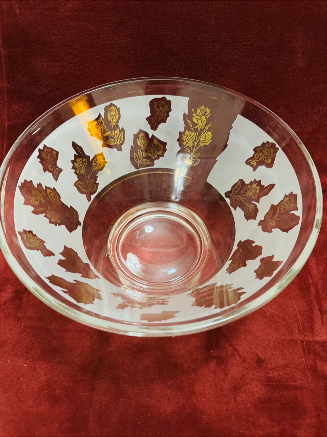 Vintage Glass Serving Bowl with Floral Design - photo 2