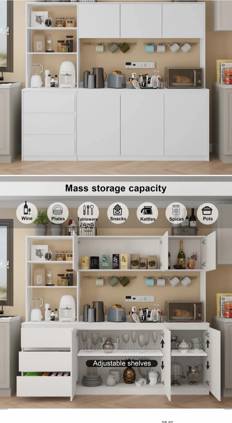 White Kitchen Pantry Storage Cabinet