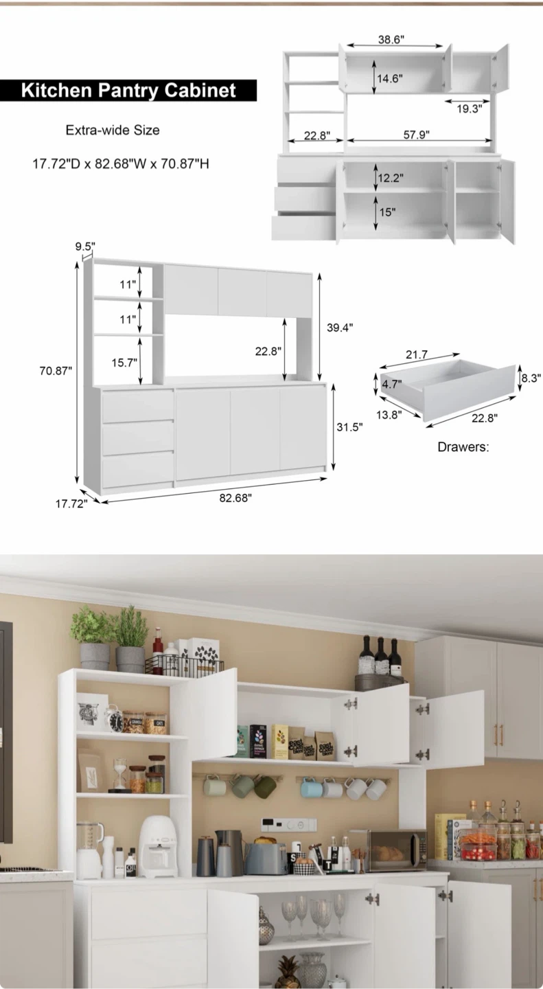 White Kitchen Pantry Storage Cabinet - photo 4