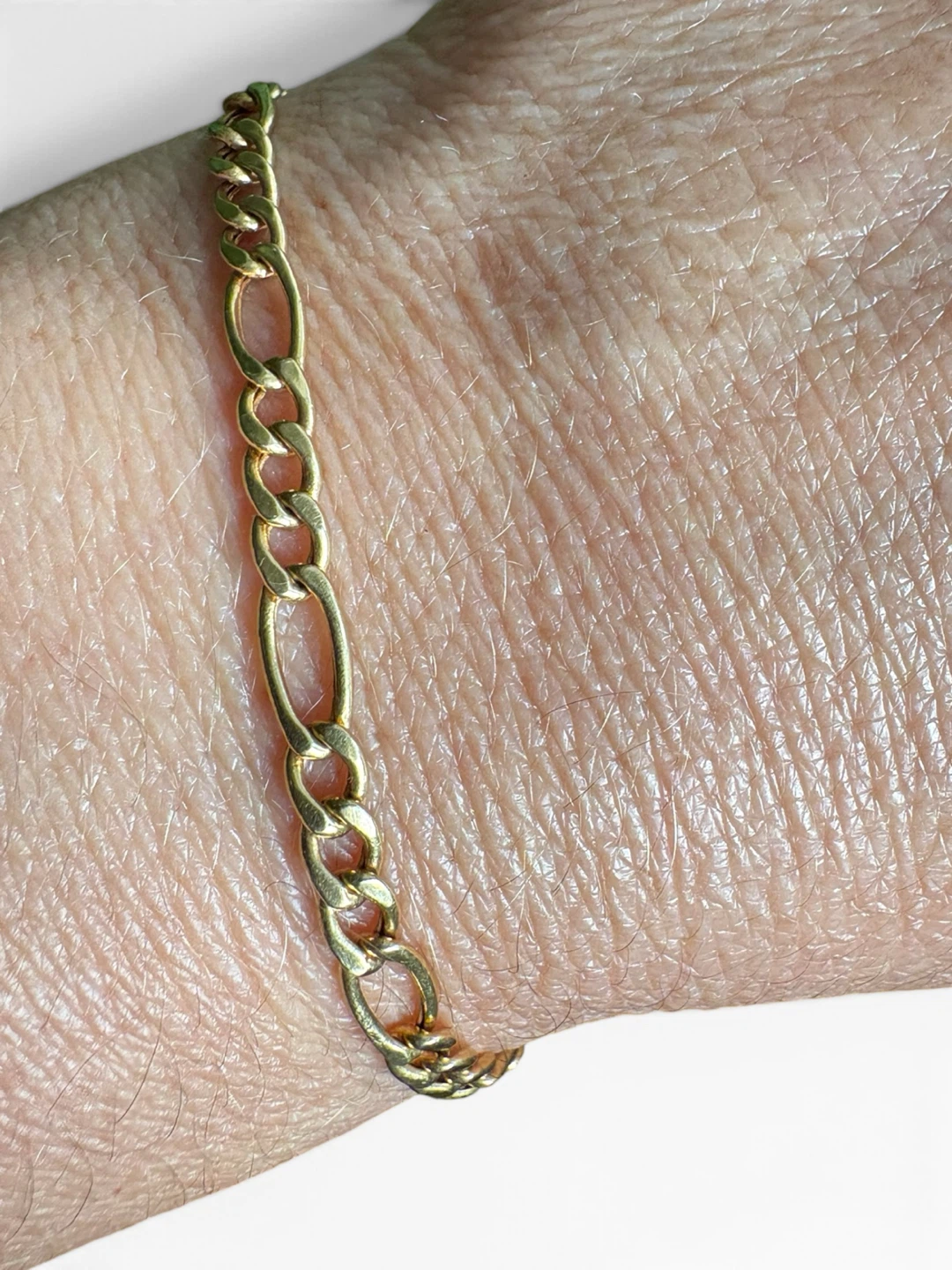 18K  solid gold Gold Figaro-style Chain Bracelet unisex Vintage - photo 2