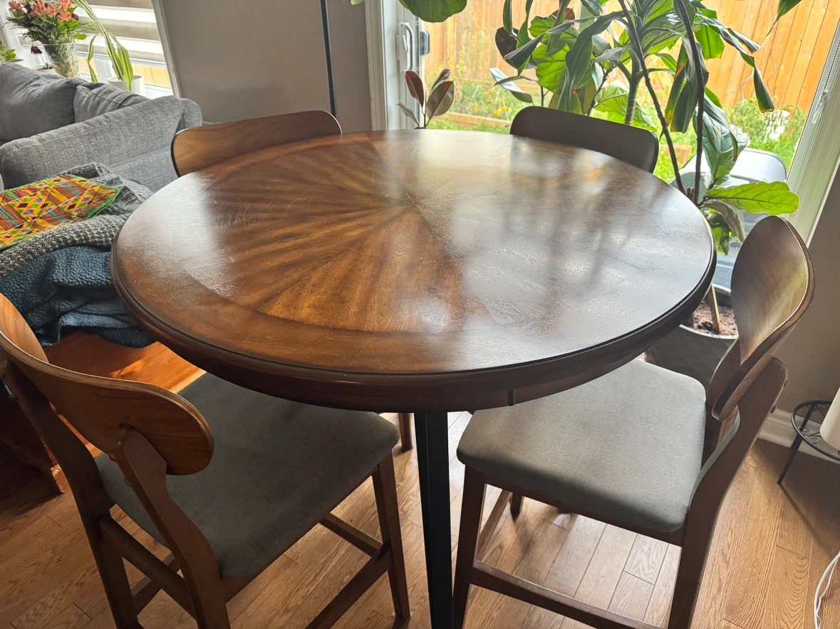Round Wooden Dining Table and 4 Chairs - photo 2