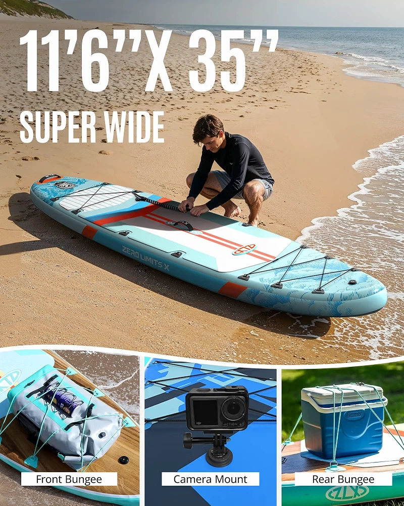 ZLX 11'6"X35" ULTRA WIDE INFLATABLE STAND UP PADDLE BOARD - photo 2
