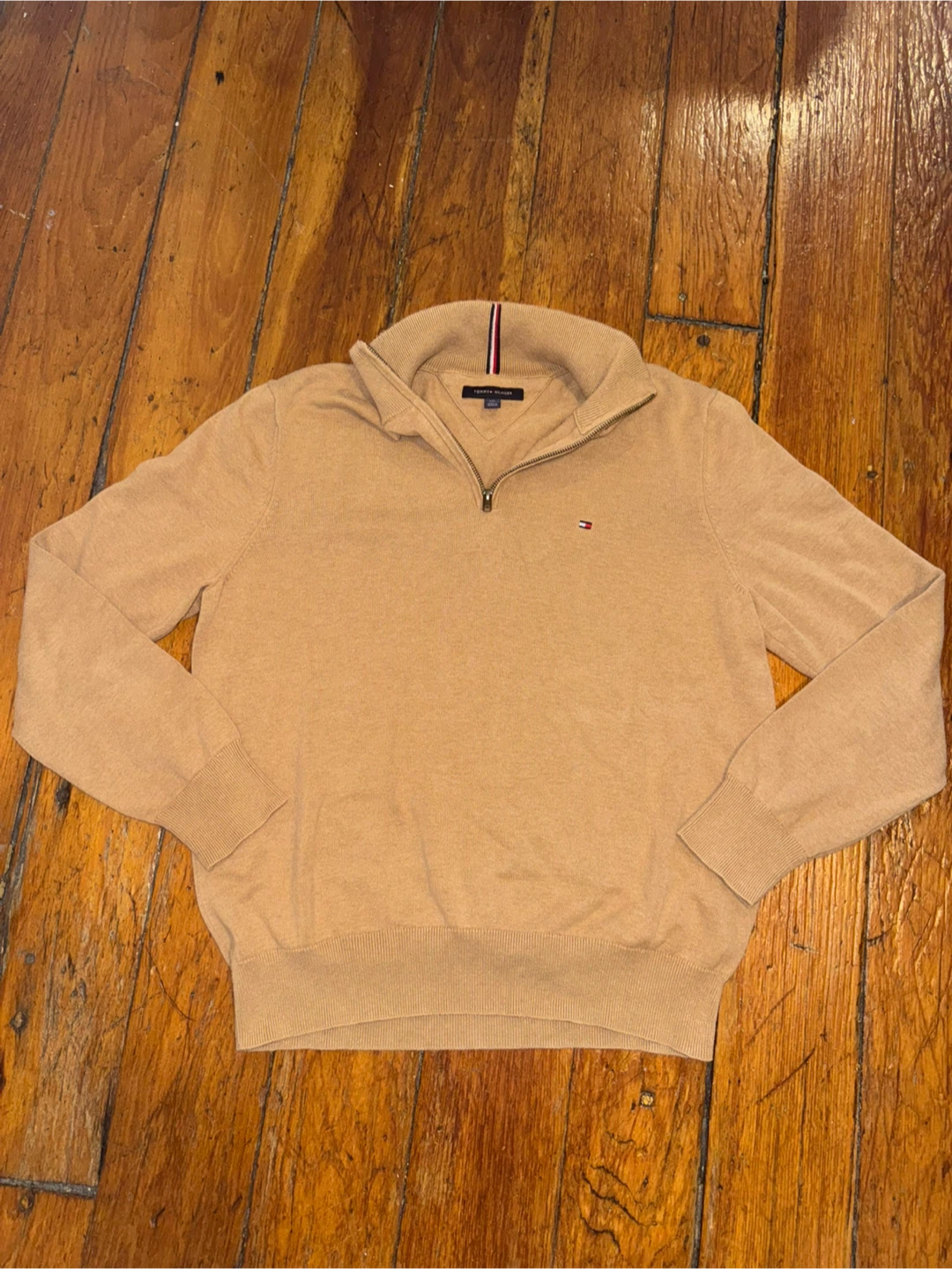 Tommy Hilfiger Men’s Tan Quarter-Zip Sweater